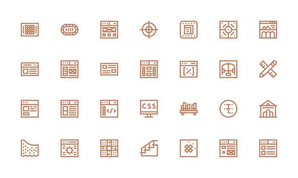 Layout Visual Pack containing 28 Bold Line Icons High-Resolution Icons for Any Platform vector