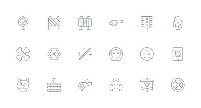 18 mínimo línea íconos para precaución gráficos interfaz icono colección para diario proyectos vector