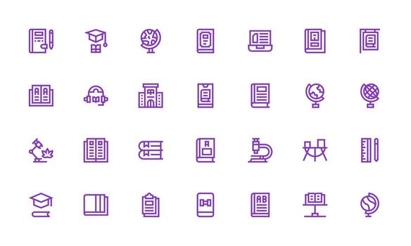 Study Icon Collection with 28 Bold Line Designs High-Resolution Icons for Any Platform vector