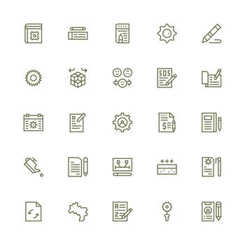 Change Icon Set with 25 Medium Stroke Outline Graphics Organized Pack for Project Assets vector