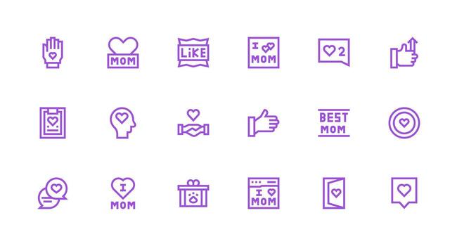 Appreciation Visual Pack containing 18 Strong Stroke Line Icons Interface Icon Collection for Daily Projects vector