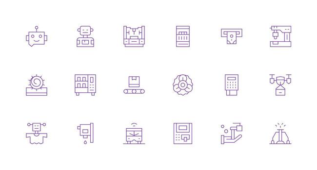 Automated Set with 18 Minimal Line Icons Smart Icon Collection vector
