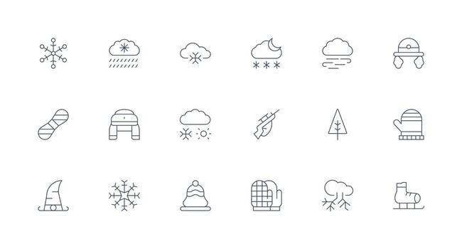 Snow featuring 18 Icons in Minimal Line Design Optimized Icon Pack for Digital Products vector