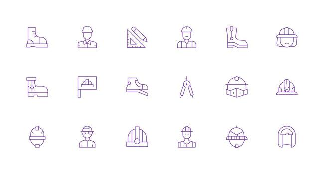 Engineer Icon Collection with 18 Minimal Line Designs Essential Icon Set for Teams vector