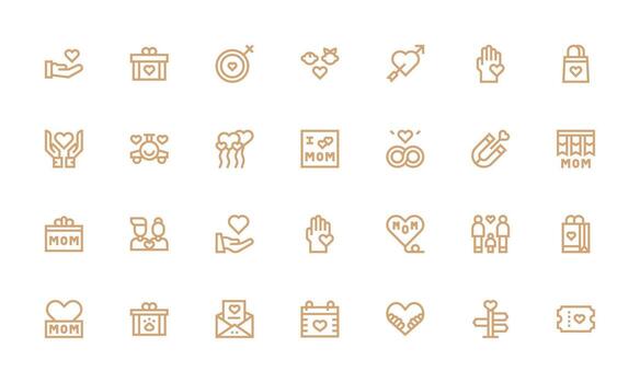 28 Affection Icons in Bold Line Aesthetic Scalable Icons for Cross-Platform Interfaces vector