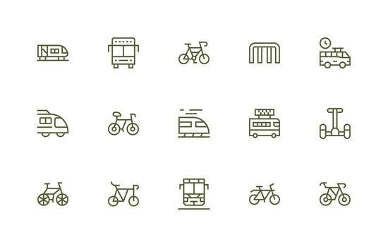 15 Regular Line Vectors for Commuter Theme Minimal Icon Set for Interface Projects