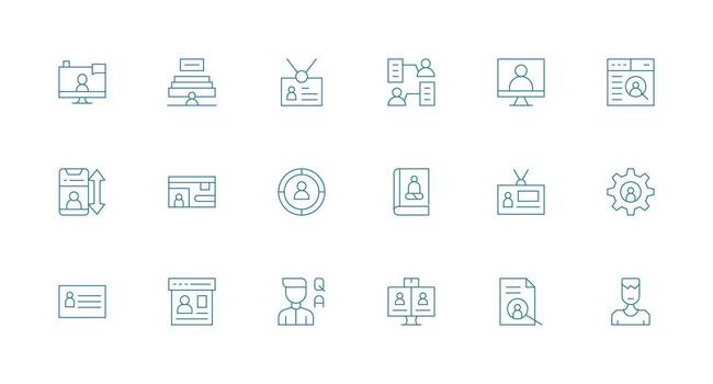 User Profile featuring 18 Icons in Minimal Line Design Theme-Based Icon Pack vector
