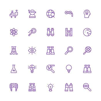 25 Medium Stroke Outline Vectors for Discovery Theme Minimal Icon Set for Interface Projects
