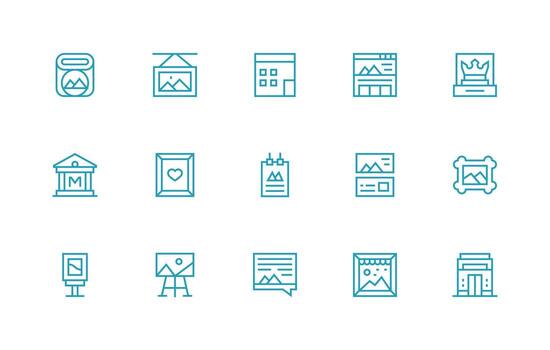 15 Regular Line Vectors for Gallery Theme Style Icon Set