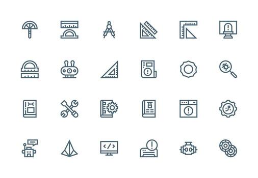 Technical featuring 24 Icons in Thick Line Line Design Simple Icon Pack vector