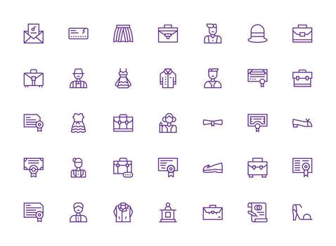Regular Clean Line Style Formal Icons with 35 Vectors Fully Editable Icon Set for Web