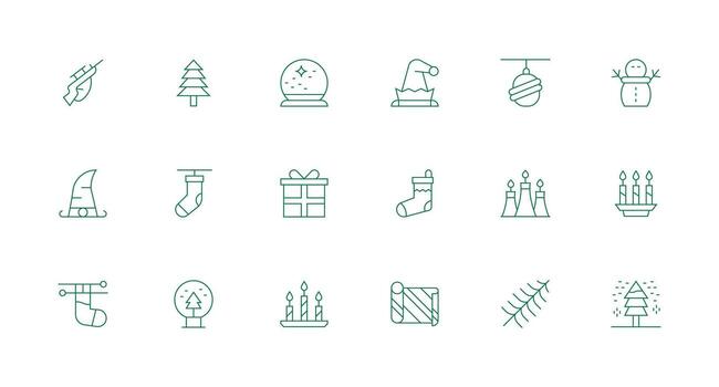 Minimal Line Icons from Christmas Set with 18 Vectors Simple Icons for Interface and Wireframes