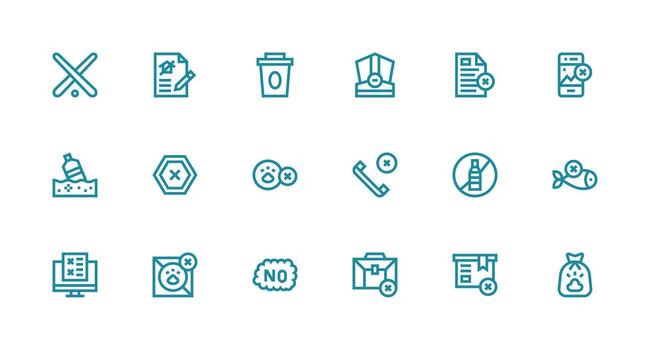 18 Icons for Refuse in Strong Stroke Line Format Neat Icon Set vector