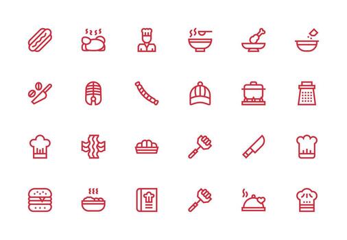culinario visual paquete conteniendo 24 grueso línea línea íconos escalable íconos para multiplataforma interfaces vector