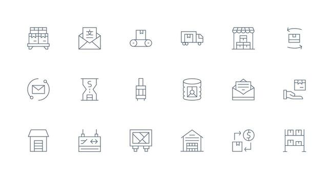 mínimo línea estilo saliente íconos con 18 vectores agudo íconos para presentaciones