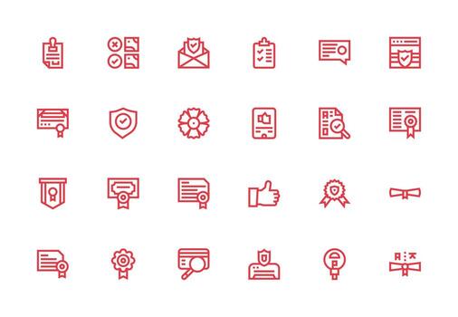 Validation Icon Set with 24 Thick Line Line Graphics Digital Icon Collection vector