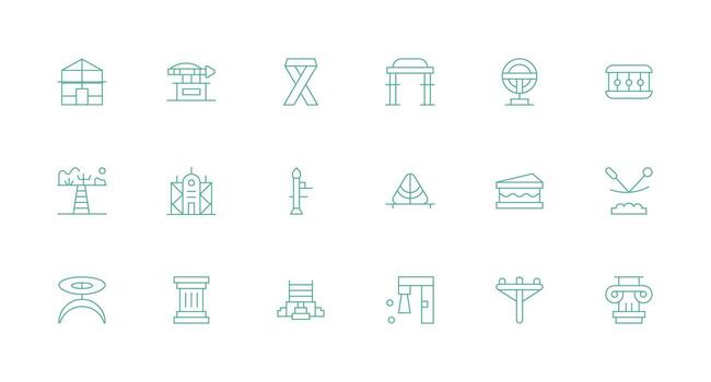Support Structure Set with 18 Minimal Line Icons Icon Pack for UI vector