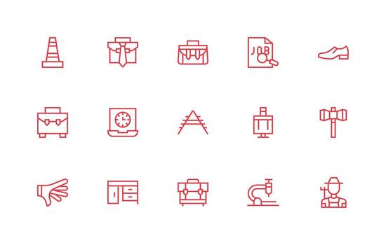 15 regular línea estilo íconos desde trabajo colección icono conjunto para aplicaciones vector