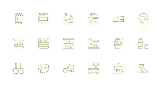 18 Icons for Shop in Minimal Line Format Web Icon Collection vector