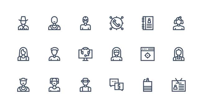 Customer Icon Set with 18 Strong Stroke Line Graphics Clean Icon Collection for Web Use vector
