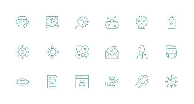 Minimal Line Style Virus Icons with 18 Vectors Layout Icon Collection