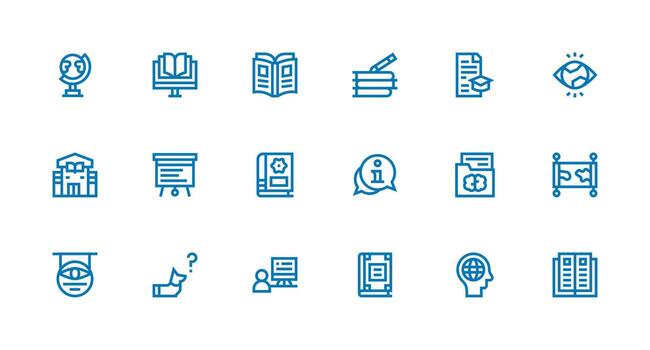 18 fuerte carrera línea estilo íconos desde conocimiento colección interfaz icono colección vector