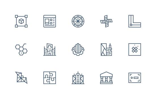 15 Icons for Framework in Regular Line Format Professional Icon Set vector