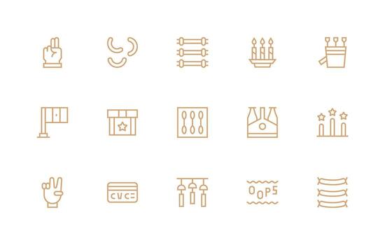 Regular Line Style Three Icons with 15 Vectors Multi-Style Icons for Creative Projects