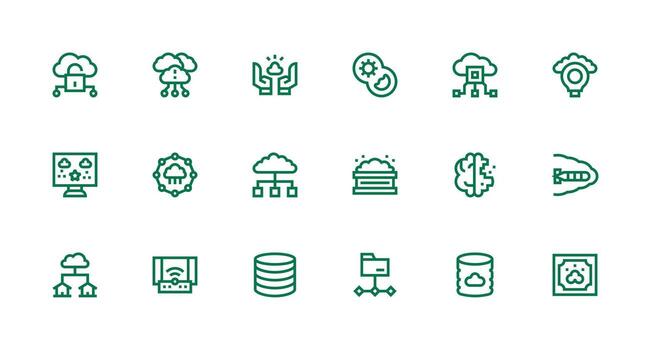 fuerte carrera línea íconos desde nube informática conjunto con 18 vectores profesional icono conjunto