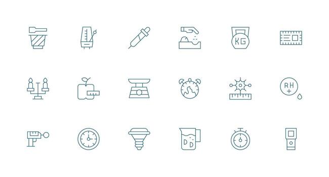 18 Measure Icons in Minimal Line Aesthetic Minimal Icon Set for Interface Projects vector