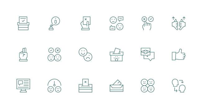 Poll Icon Collection with 18 Minimal Line Designs Sharp Icons for Presentations vector
