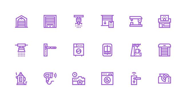 Strong Stroke Line Style Automatic Icons with 18 Vectors Web and App Icon Pack Collection