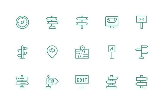 Wayfinding featuring 15 Icons in Regular Line Design User Interface Icons for Digital Products vector