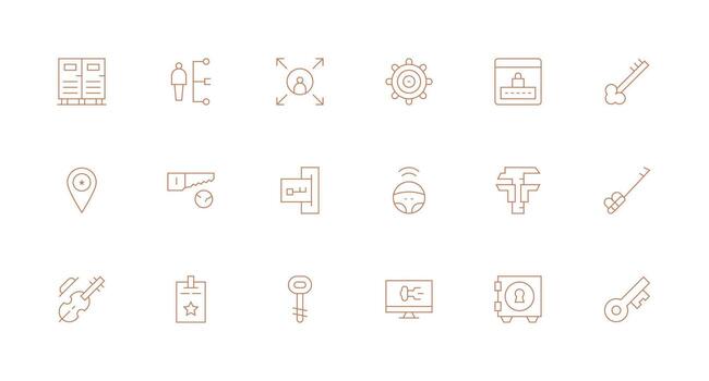 llave visual paquete conteniendo 18 mínimo línea íconos interfaz icono colección para diario proyectos vector