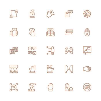 Interaction Visual Pack containing 25 Medium Stroke Outline Icons Well-Structured Icons for Creative Use vector