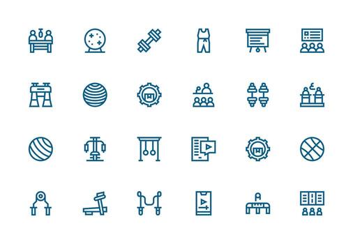 Training Icon Set with 24 Thick Line Line Graphics Web Icon Collection vector