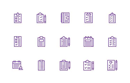 15 Regular Line Designs for ToDo List Icons Well-Structured Icons for Creative Use vector