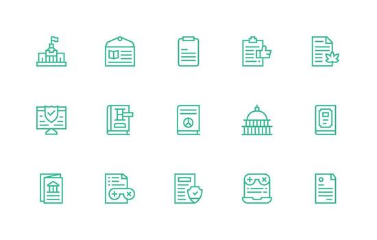 15 Regular Line Style Icons from Policy Collection Simplified Icon Pack for Visual Tools vector