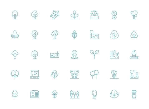 35 Icons for Ecosystem in Light Line Format Neatly Designed Icons for Web Platforms vector