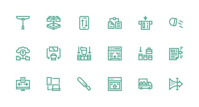 18 Strong Stroke Line Vectors for File Transfer Theme UI-Ready Icon Collection