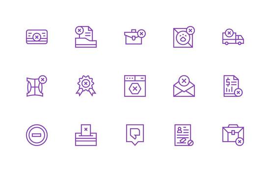 15 Regular Line Icons for Rejected Graphics Full Icon Library for UI Designers vector