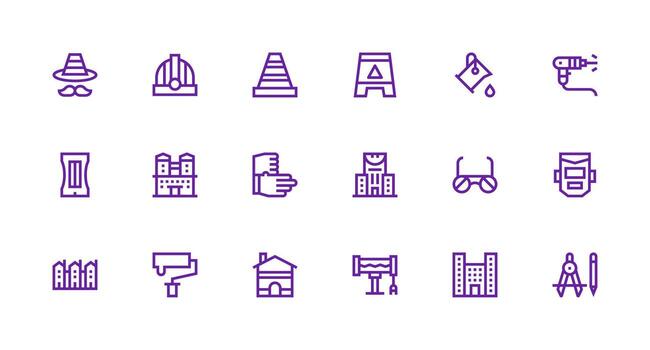 Strong Stroke Line Style Construction Icons with 18 Vectors Interface Icon Collection for Daily Projects