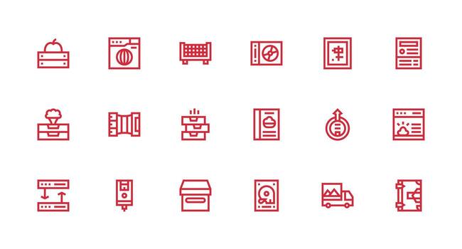 Strong Stroke Line Icons from Data Storage Set with 18 Vectors Simplified Icon Pack for Visual Tools