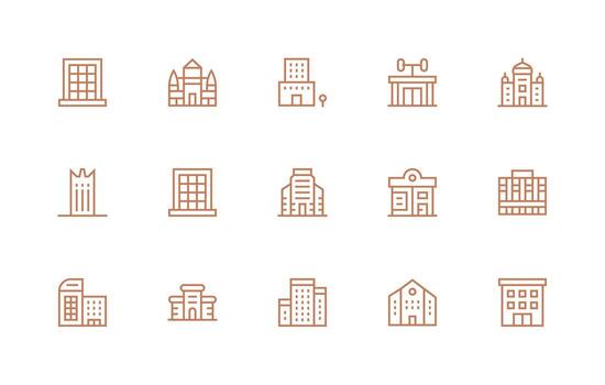 Regular Line Icons from Modern Building Set with 15 Vectors Display Icon Pack