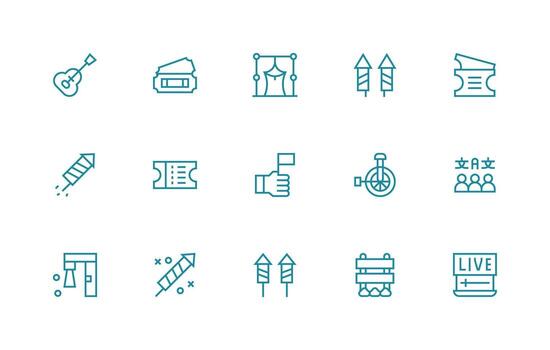 15 Icons for Show in Regular Line Format Icon Set for Apps vector