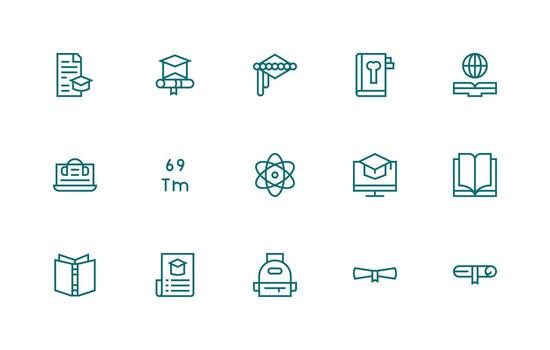 15 Icons for University in Regular Line Format Neatly Designed Icons for Web Platforms vector