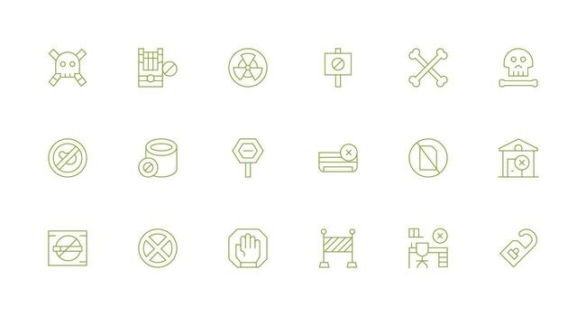 18 Icons for Do Not Enter in Minimal Line Format Pixel Perfect Icons for Modern Apps vector
