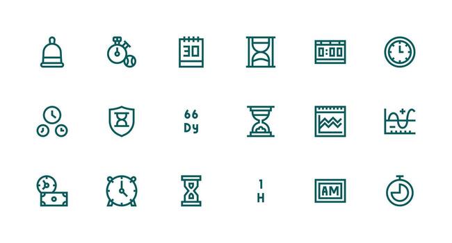 Strong Stroke Line Icons from Period Set with 18 Vectors Customizable Icon Series for Mobile Screens