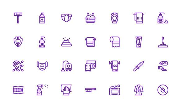 higiene conjunto con 28 negrita línea íconos escalable íconos para multiplataforma interfaces vector