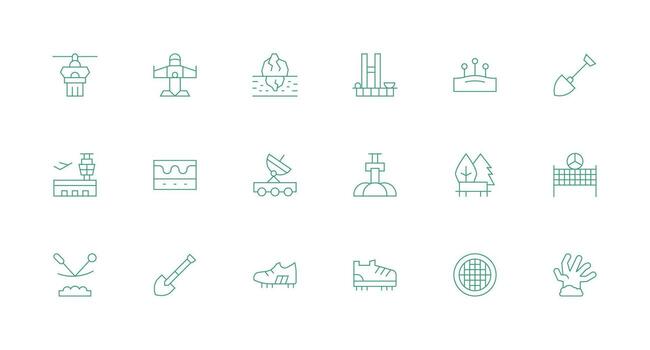 Ground Visual Pack containing 18 Minimal Line Icons Icons Built for Visual Consistency Pack vector